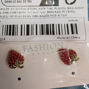 Goldtone strawberry post earrings new